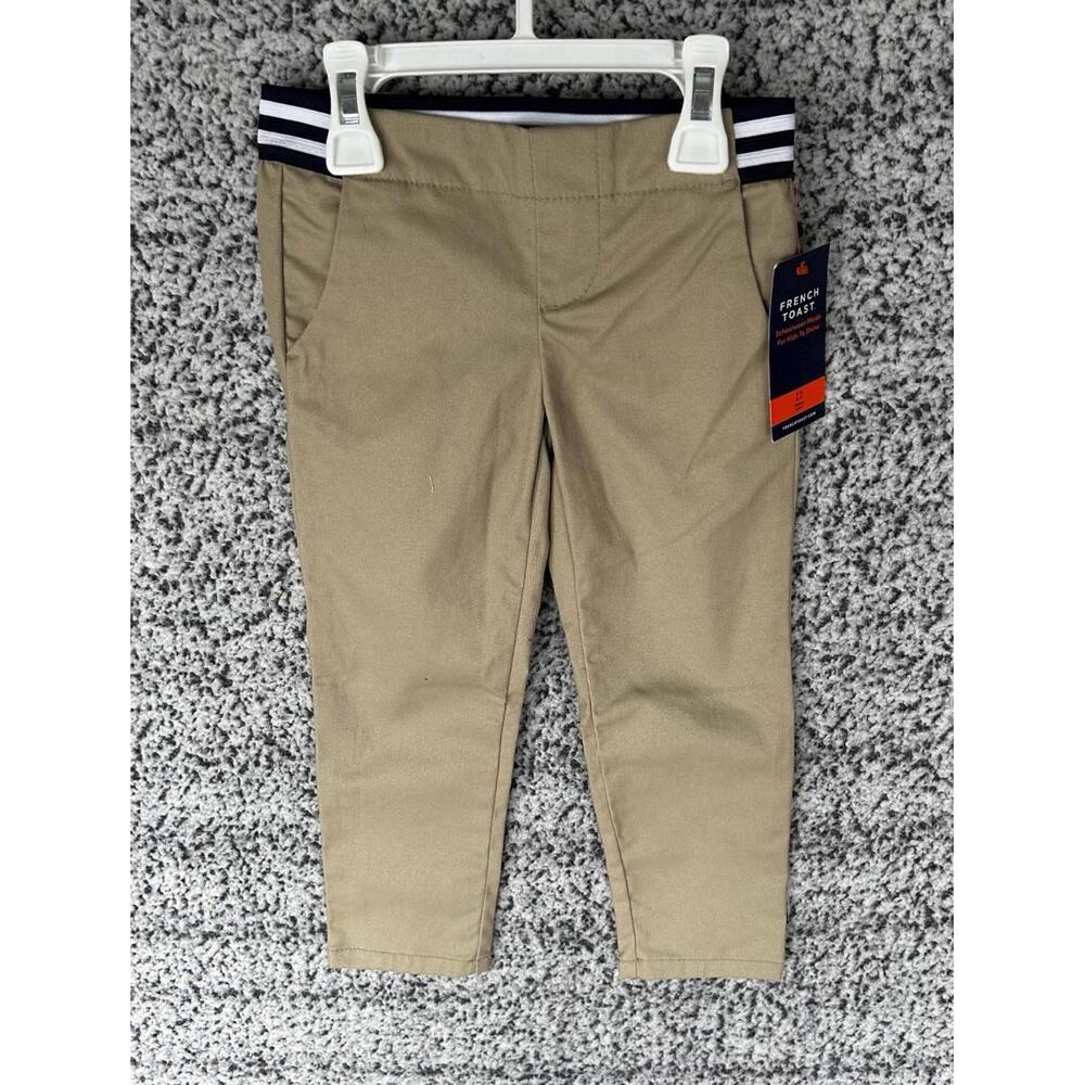 French Toast Girl’s Uniform Cotton Poly Pants Striped Waistband Size 4 SK9514G